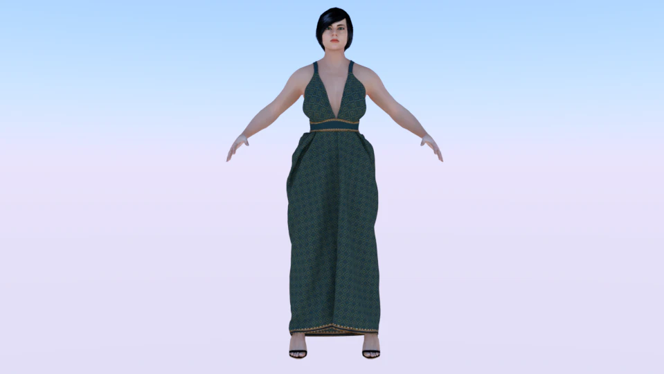 Woman in a Dress 031 3D Model .c4d .max .obj .3ds .fbx .stl .blend 