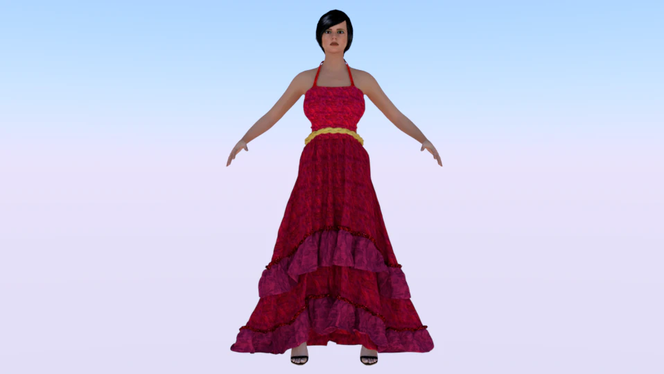 Woman in a Dress 033 3D Model .c4d .max .obj .3ds .fbx .stl .blend 