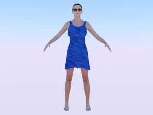 Vrouw in een strandjurk 01 3D Model