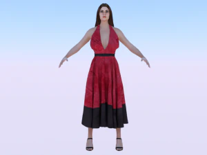Vrouw in een jurk 034 3D Model