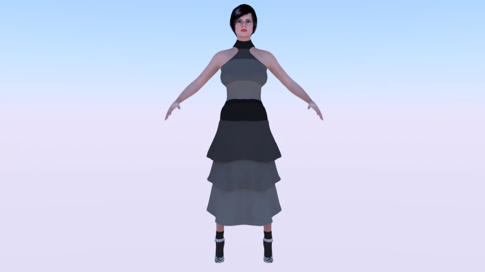 Mulher de vestido 038 Modelo 3D .c4d .max .obj .3ds .fbx .stl .blend 