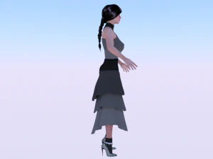Mulher de vestido 038 Modelo 3D