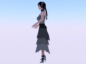 Mulher de vestido 038 Modelo 3D