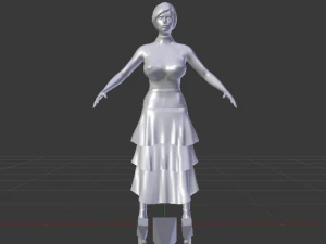 Mulher de vestido 038 Modelo 3D