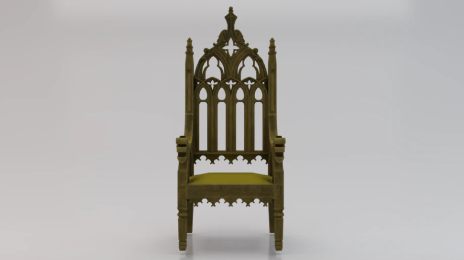 The Golden Fantasy Throne 02 3D Model .c4d .max .obj .3ds .fbx .stl .blend 