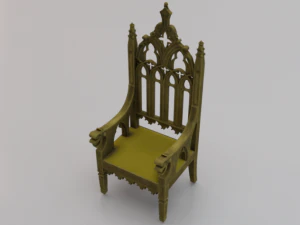 The Golden Fantasy Throne 02 3D Model