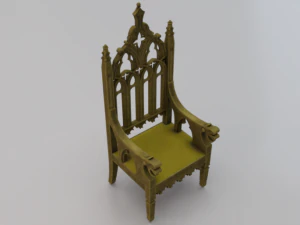 The Golden Fantasy Throne 02 3D Model