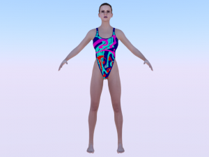 3D model Girl in Golden Swimsuit Shiny Legging and Boots VR / AR