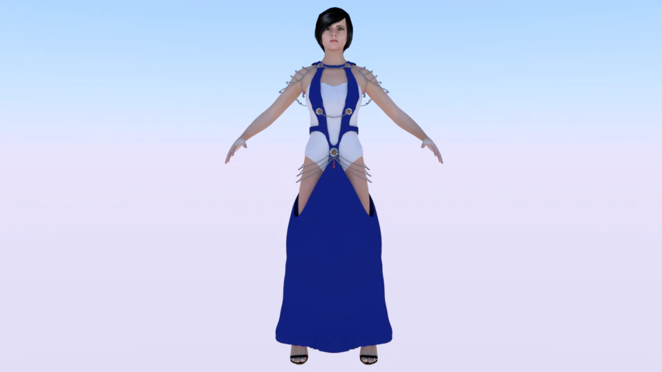 Woman in a Dress 044 3D Model .c4d .max .obj .3ds .fbx .stl .blend