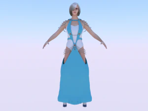 Mulher de vestido 050 Modelo 3D