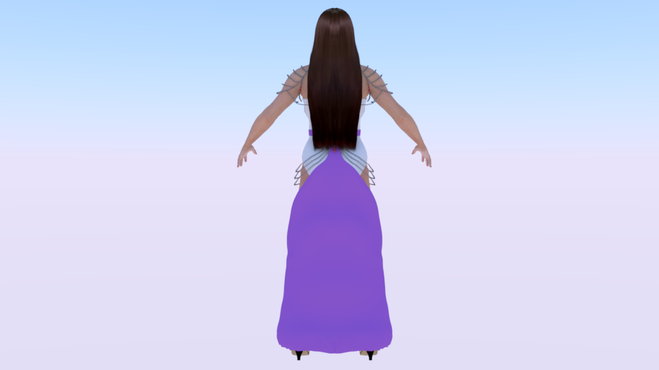 3D model Purple Sheer Effect One Shoulder Dress VR / AR / low-poly