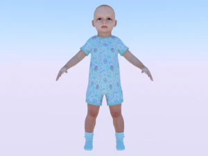 ジャンパーを着た女の赤ちゃん 01 3Dモデル