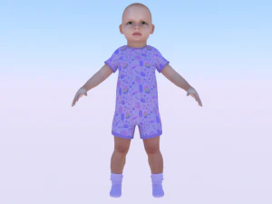 ジャンパーを着た女の赤ちゃん 04 3Dモデル
