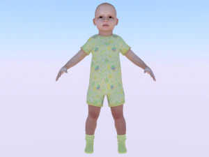 ジャンパーを着た女の赤ちゃん 05 3Dモデル