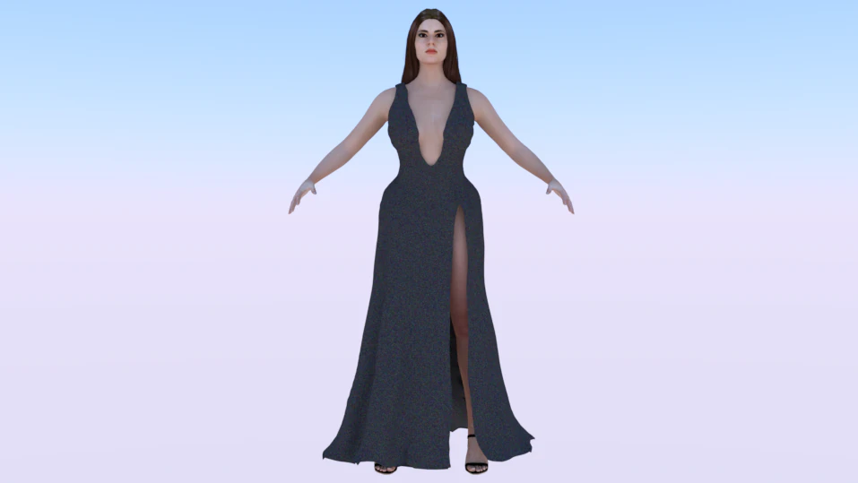 Woman in a Dress 067 3D Model .c4d .max .obj .3ds .fbx .stl .blend 