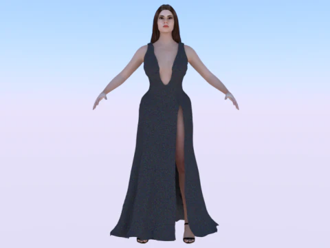 ドレスを着た女067 3Dモデル