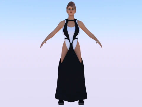 ドレスを着た女068 3Dモデル