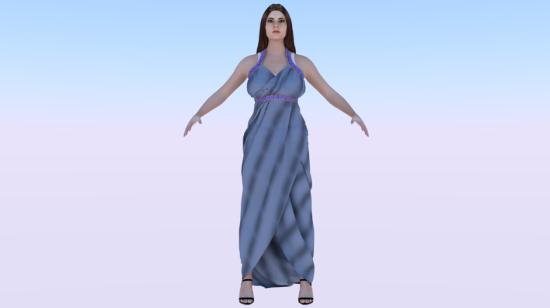 Woman in a Dress 070 3D Модель .c4d .max .obj .3ds .fbx .stl .blend 