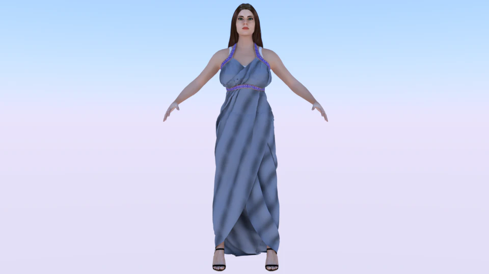 Woman in a Dress 070 3D Model .c4d .max .obj .3ds .fbx .stl .blend