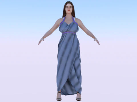 ドレスを着た女070 3Dモデル