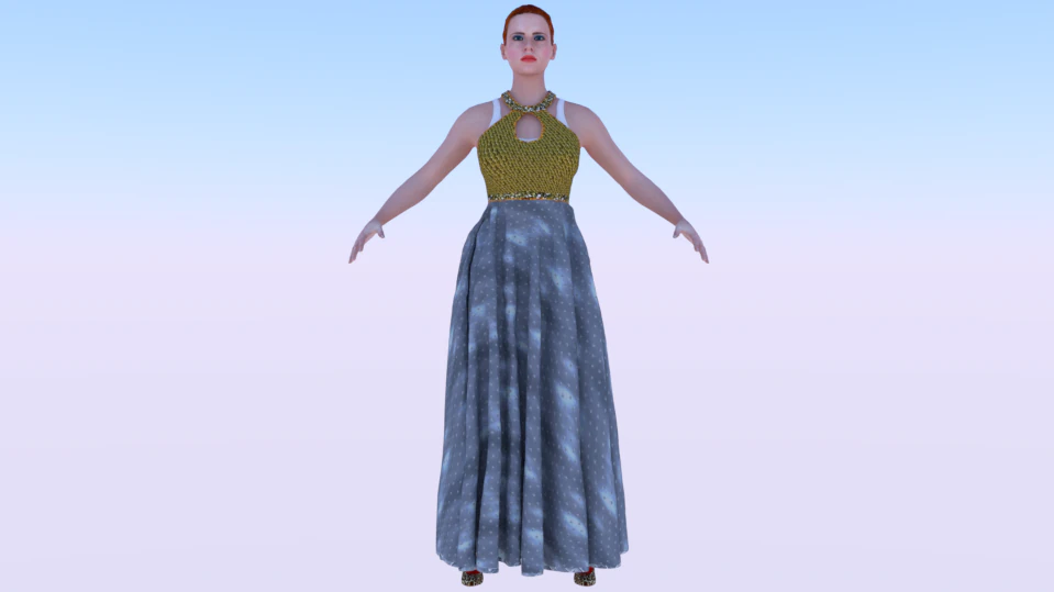 Woman in a Dress 071 3D Model .c4d .max .obj .3ds .fbx .stl .blend 
