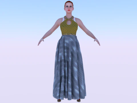 ドレスを着た女071 3Dモデル