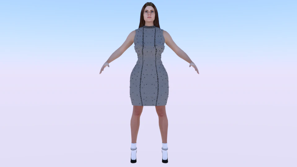 Woman in a Dress 073 3D Model .c4d .max .obj .3ds .fbx .stl .blend
