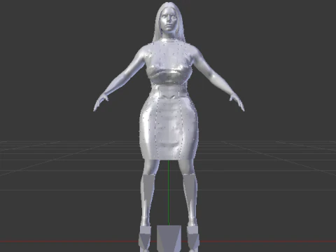 Woman in a Dress 073 3D Model