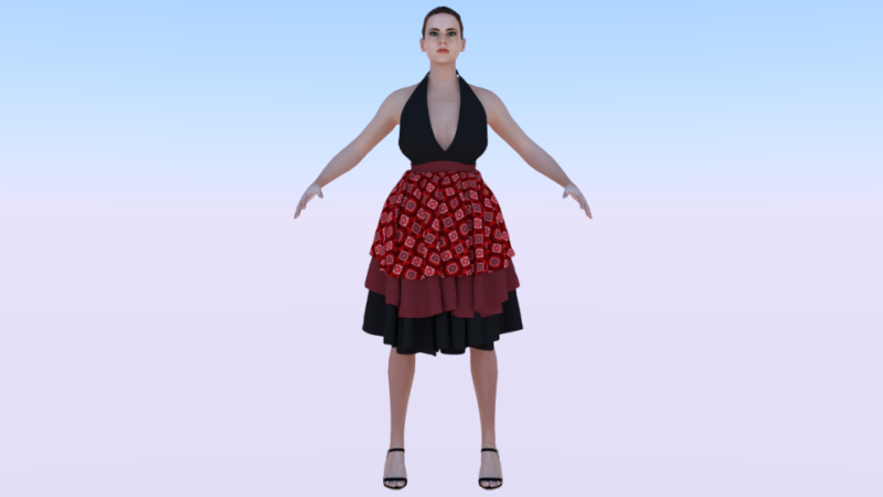 Woman in a Dress 075 3D Модель .c4d .max .obj .3ds .fbx .stl .blend 