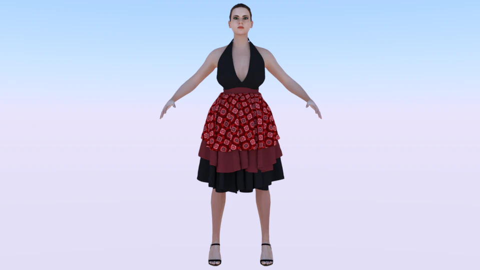 Woman in a Dress 075 3D Model .c4d .max .obj .3ds .fbx .stl .blend