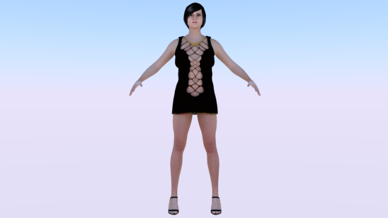 Woman in a Dress 076 3D Модель .c4d .max .obj .3ds .fbx .stl .blend 