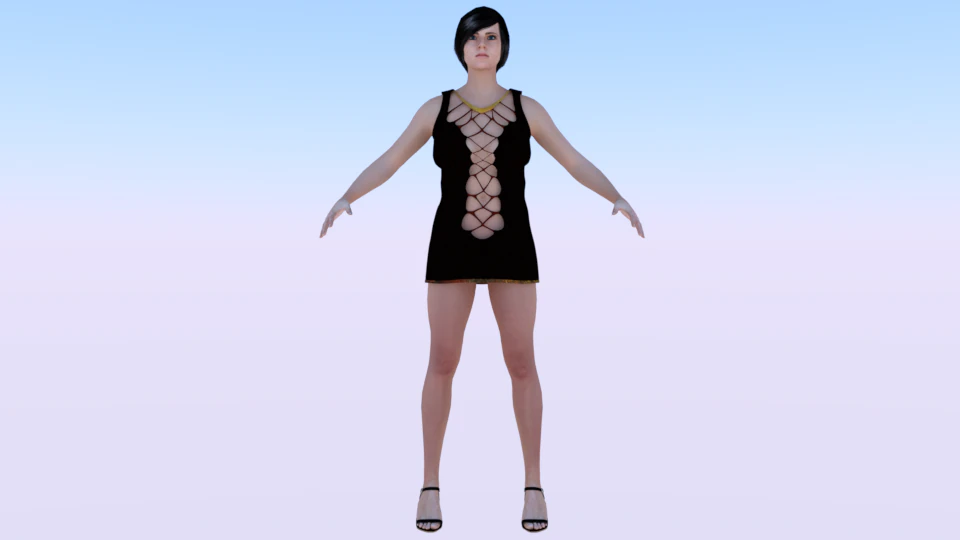 Woman in a Dress 076 3D Model .c4d .max .obj .3ds .fbx .stl .blend 