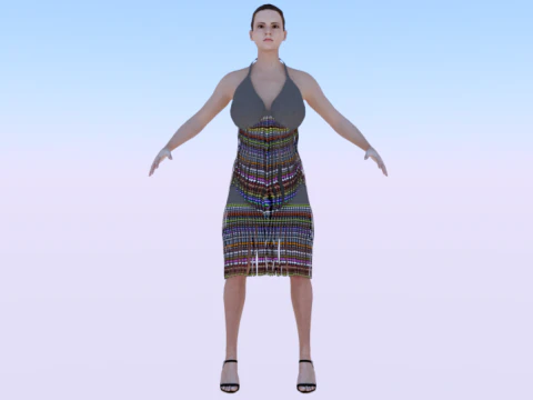 ドレスを着た女078 3Dモデル