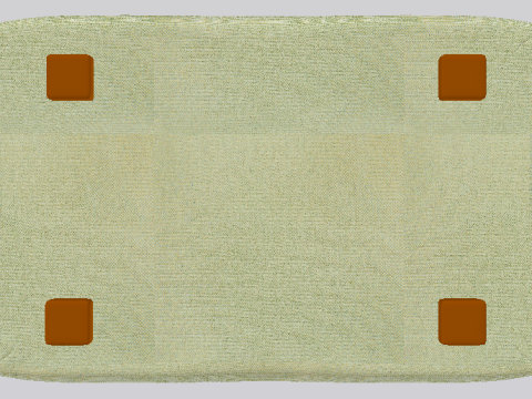 Heritage Moss Fabric Ottoman Bench 3D 모델