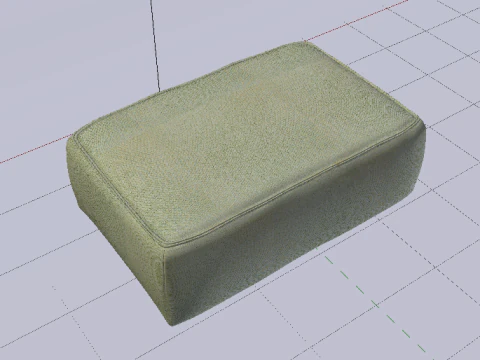 Heritage Moss Fabric Ottoman Bench 3D Model