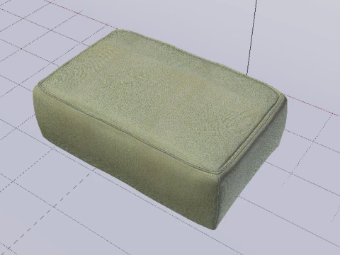 Heritage Moss Fabric Ottoman Bench 3D Model
