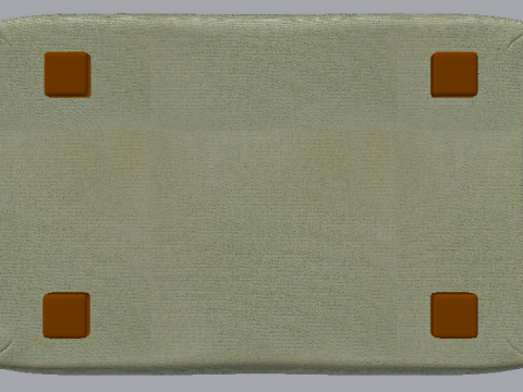 Heritage Moss Fabric Ottoman Bench 3D 모델