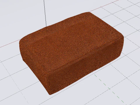 Heritage Rust Fabric Ottoman Bench 3D Model