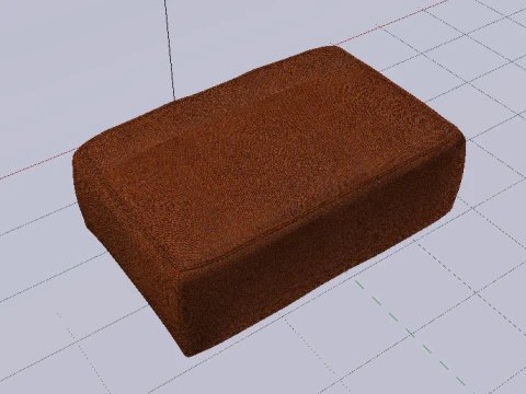 Heritage Rust Fabric Ottoman Bench 3D Model
