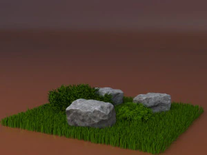 草和石头 3D 模型