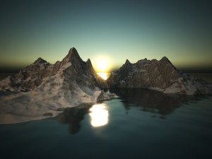 exterior 001 mountain winter and water 3D 模型