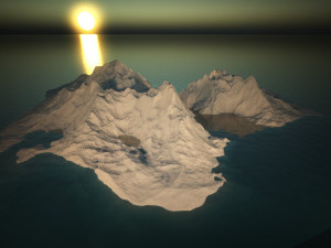 exterior 001 mountain winter and water 3D Model