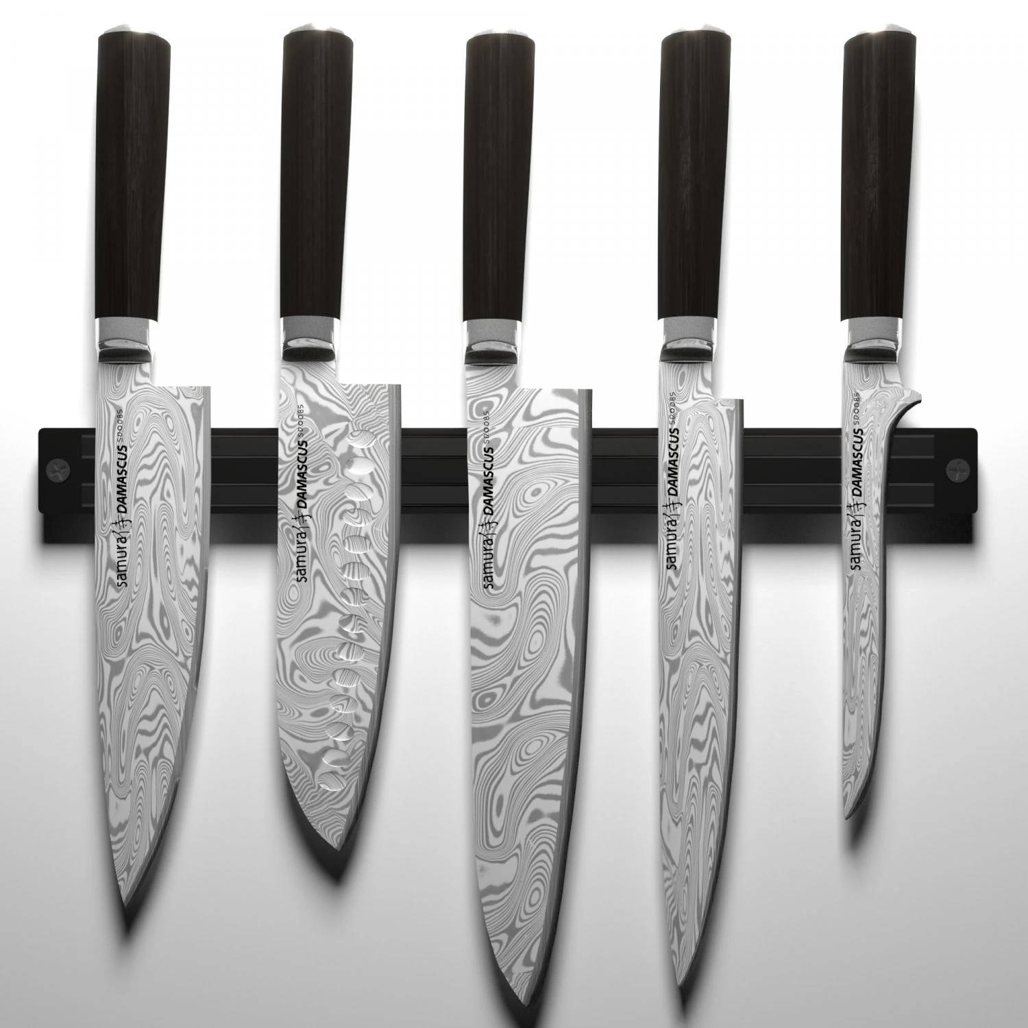 samura damascus steel premium knife set magnetic knife holder 3D Model .c4d .max .obj .3ds .fbx .stl .blend 