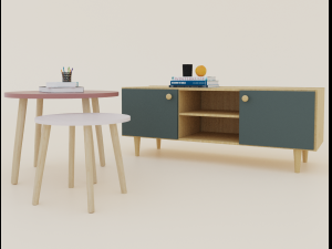 tv cabinet and tables 3Dモデル