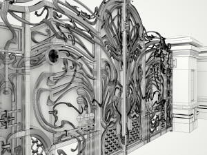 forged gates and door with pillars 3D Модель