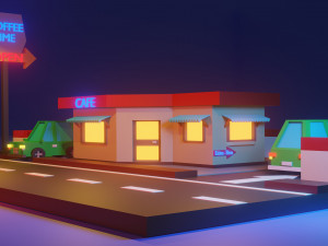 low poly cafe cartoon 3Dモデル