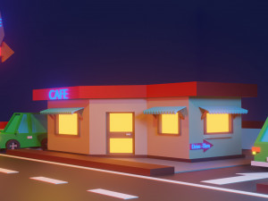 low poly cafe cartoon 3Dモデル