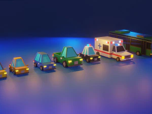 pack de voitures low poly Modèle 3D