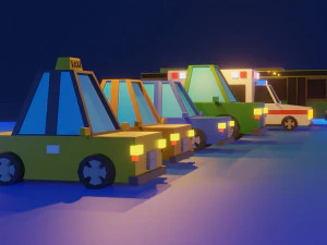 pack de voitures low poly Modèle 3D