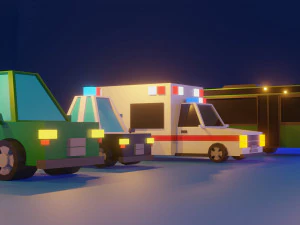 pack de voitures low poly Modèle 3D